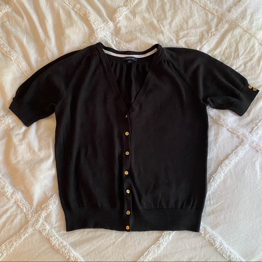 Lands’ End short sleeve cardigan sweater
